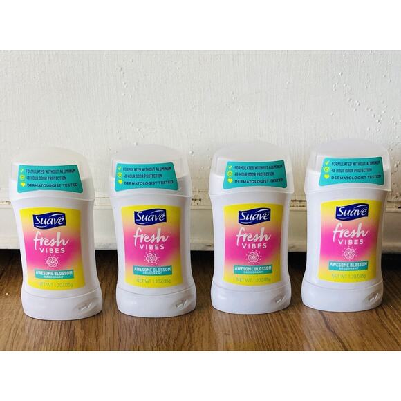 Lot 4 Suave Women’s 48HR Deodorant Fresh Vibes Awesome Blossom, 1.2 Oz No Alumin - Picture 1 of 9